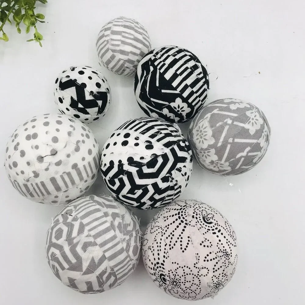 Lot of 8 Styrofoam Fabric Covered Coffee Table Balls Handmade Balls Only NO DISH